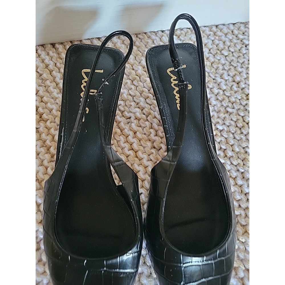 Lulus Boden Black Croc-embossed Kitten Heel Slingback Pumps - Size 9 - Picture 3 of 10